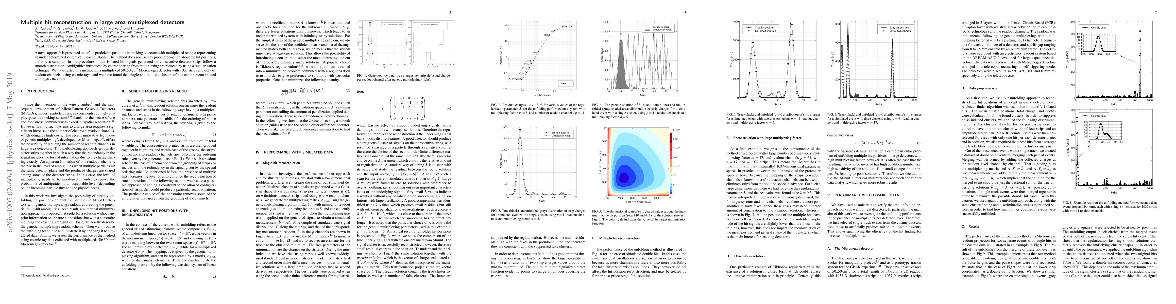 Thumbnail for Multiple hit reconstruction in large area multiplexed detectors
