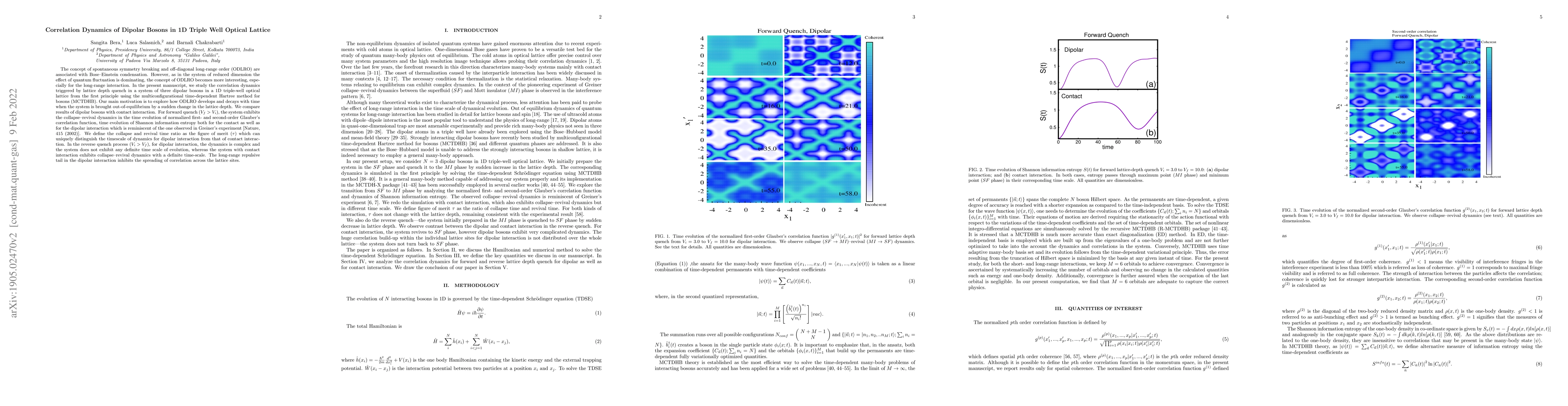Thumbnail for Correlation dynamics of dipolar bosons in 1D triple well optical lattice