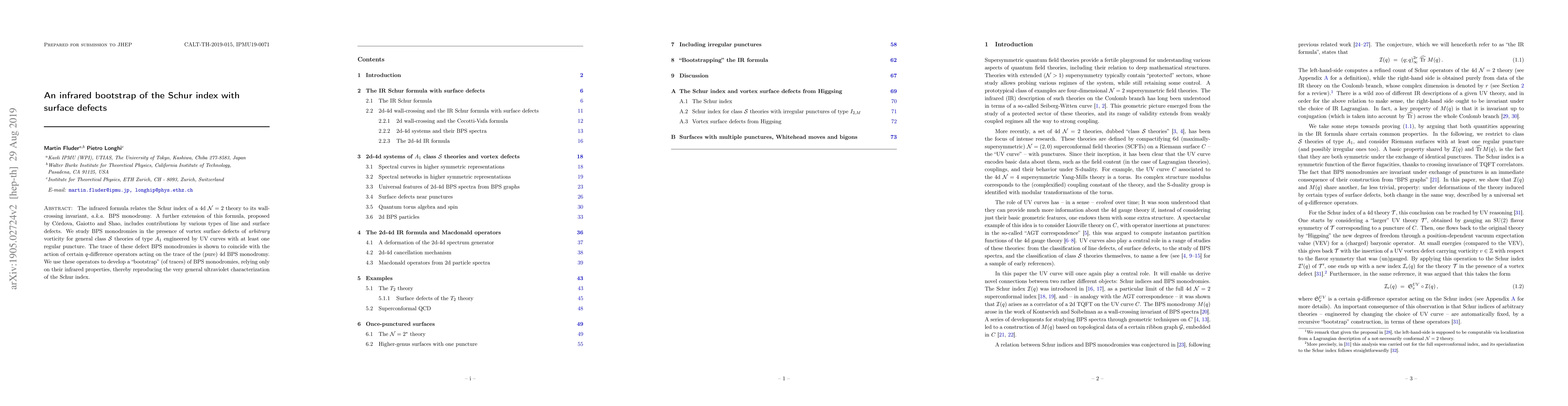 Thumbnail for An infrared bootstrap of the Schur index with surface defects