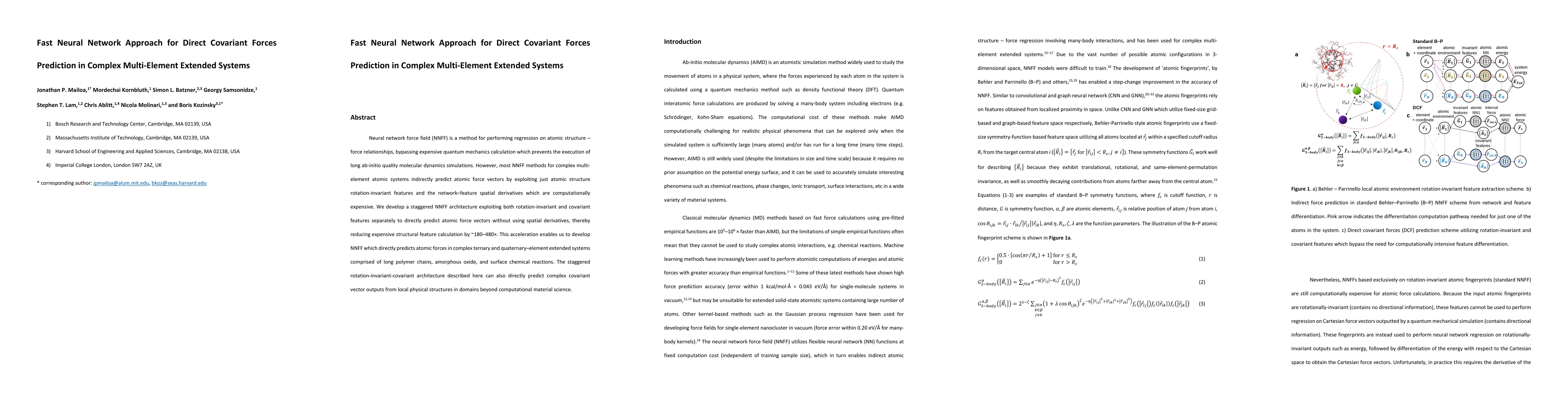 Thumbnail for Fast Neural Network Approach for Direct Covariant Forces Prediction in
  Complex Multi-Element Extended Systems