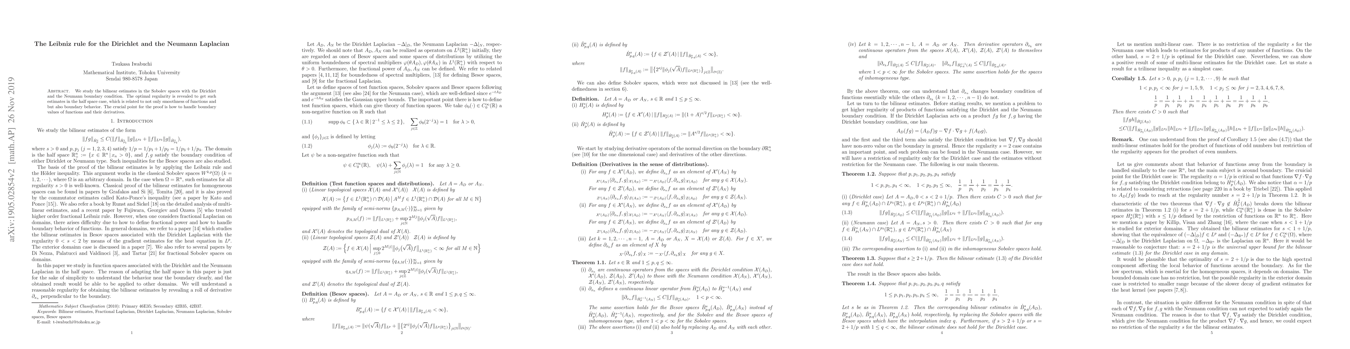 Thumbnail for The Leibniz rule for the Dirichlet and the Neumann Laplacian