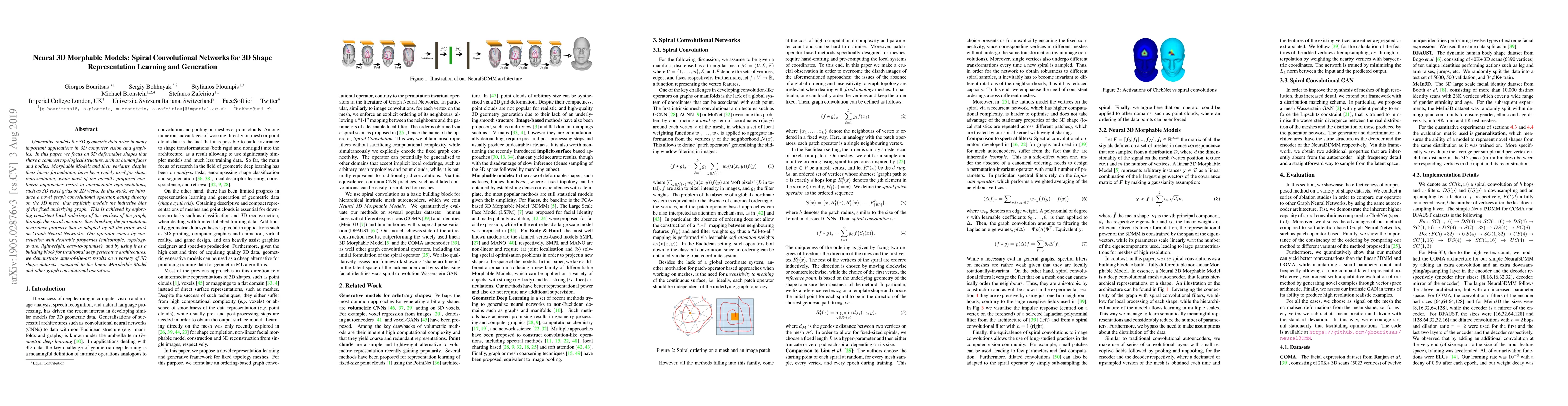 Thumbnail for Neural 3D Morphable Models: Spiral Convolutional Networks for 3D Shape
  Representation Learning and Generation