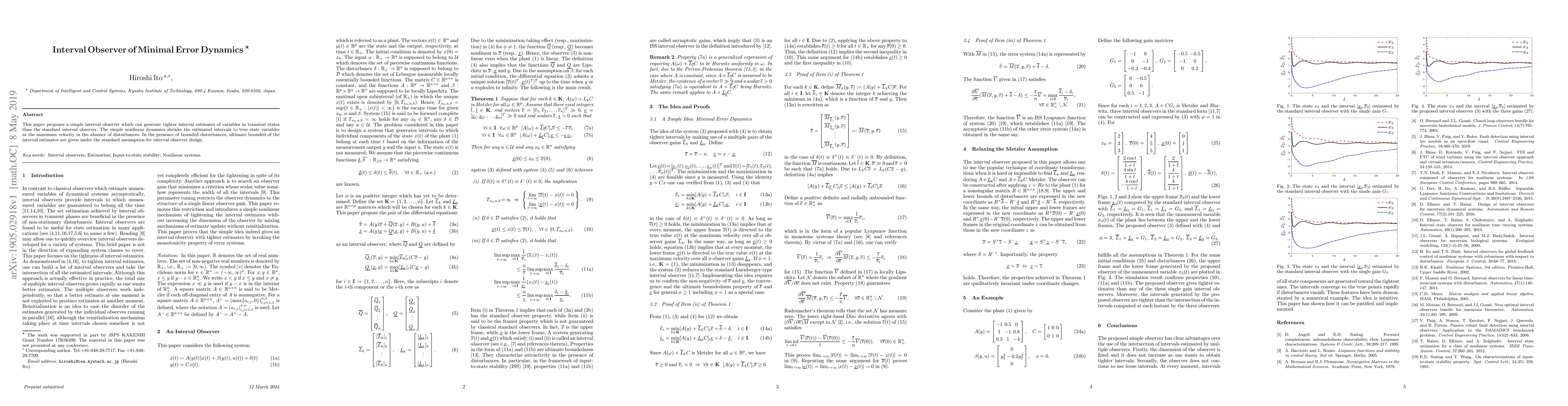 Thumbnail for Interval Observer of Minimal Error Dynamics