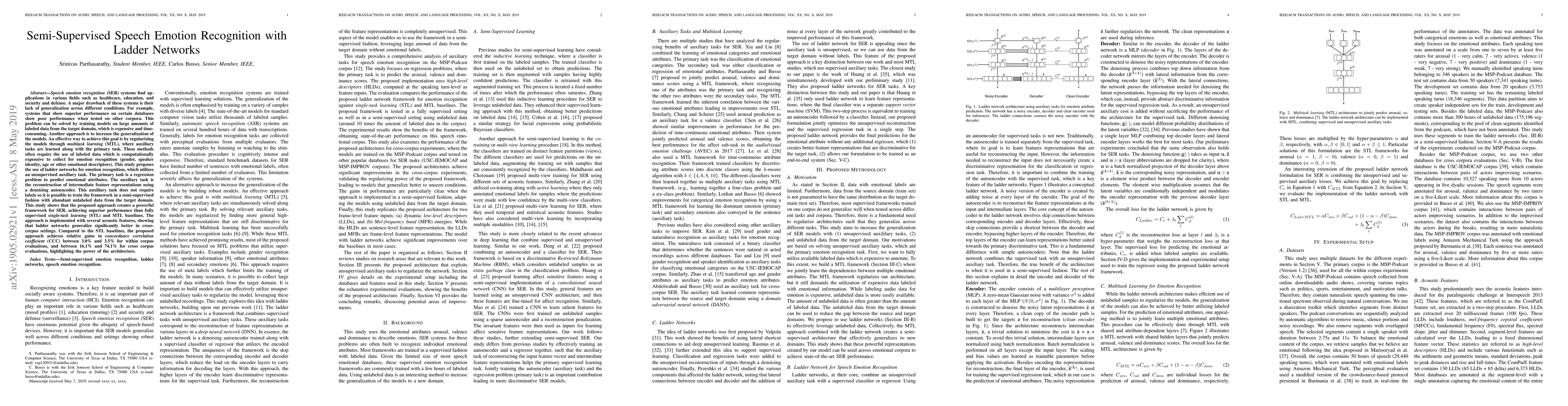 Thumbnail for Semi-Supervised Speech Emotion Recognition with Ladder Networks