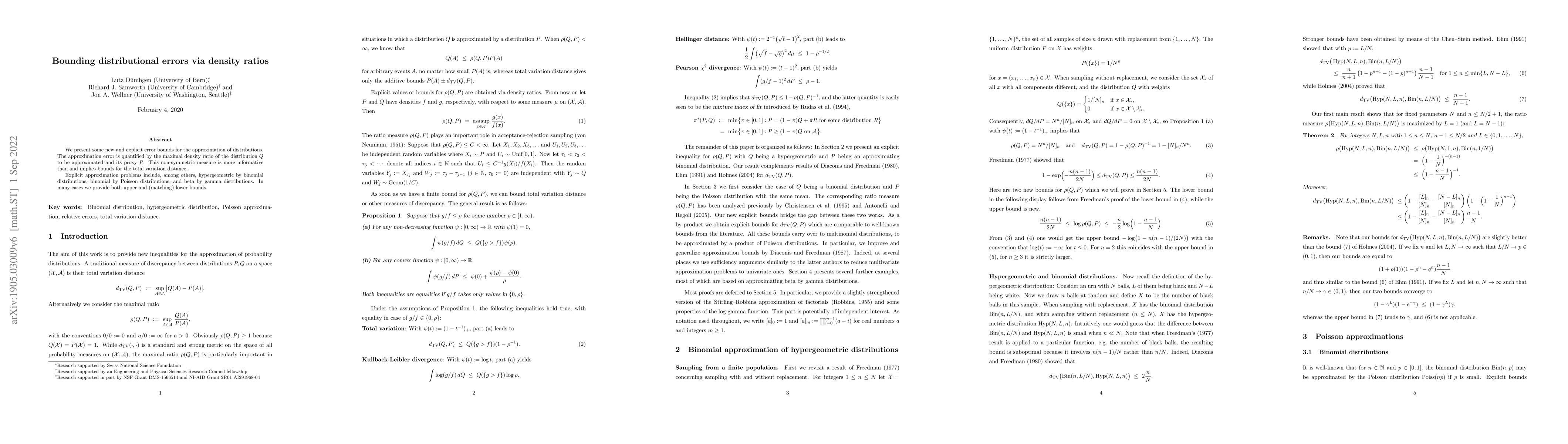 Thumbnail for Bounding distributional errors via density ratios