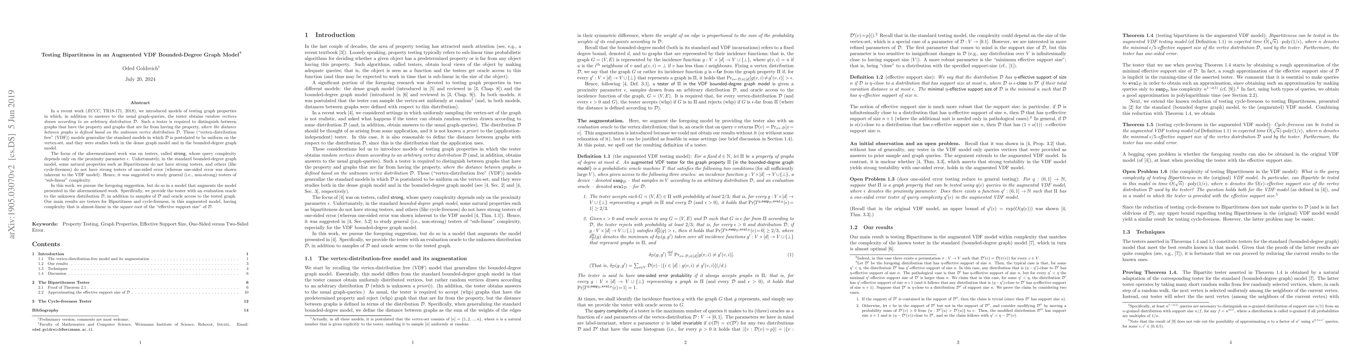 Thumbnail for Testing Bipartitness in an Augmented VDF Bounded-Degree Graph Model