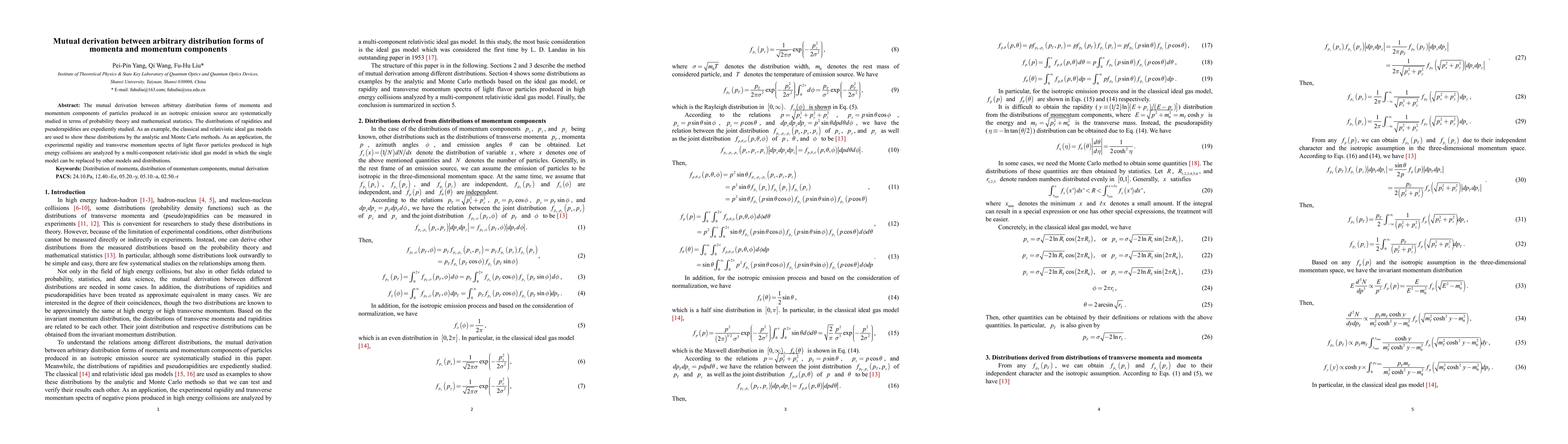 Thumbnail for Mutual derivation between arbitrary distribution forms of momenta and
  momentum components