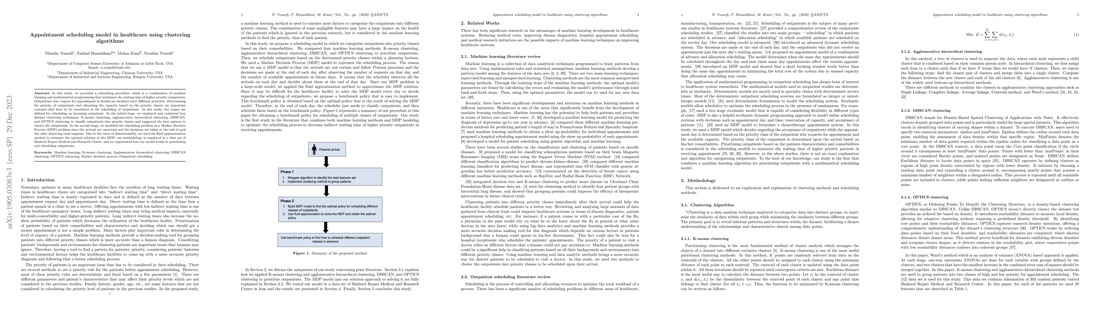 Thumbnail for Appointment scheduling model in healthcare using clustering algorithms