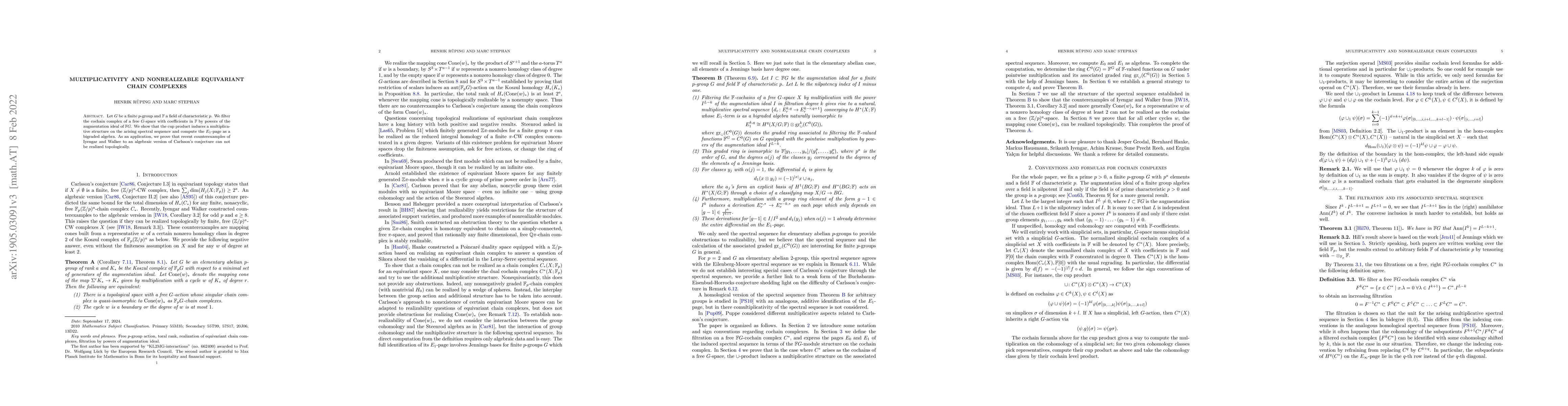 Thumbnail for Multiplicativity and nonrealizable equivariant chain complexes