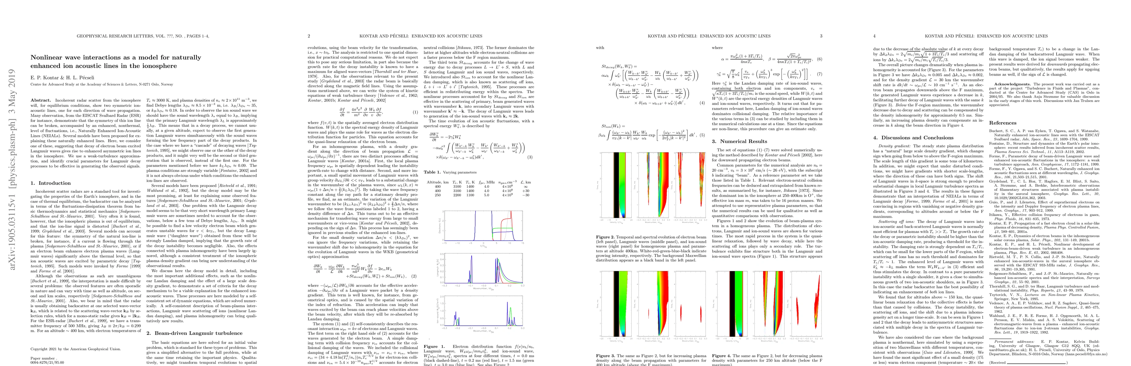 Thumbnail for Nonlinear wave interactions as a model for naturally enhanced
  ion-acoustic lines in the ionosphere