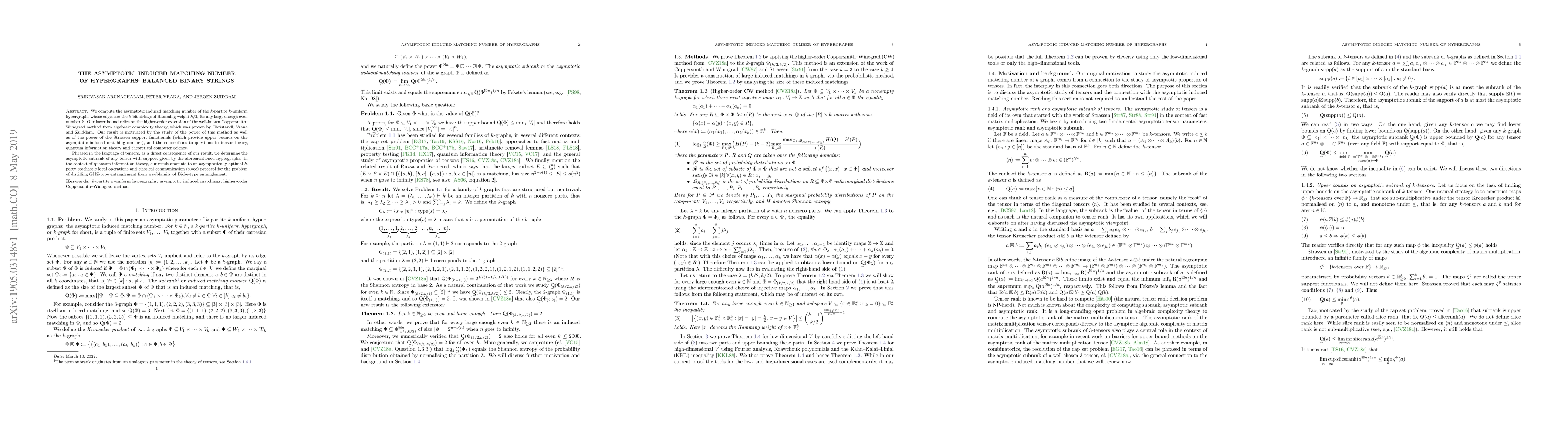 Thumbnail for The asymptotic induced matching number of hypergraphs: balanced binary
  strings