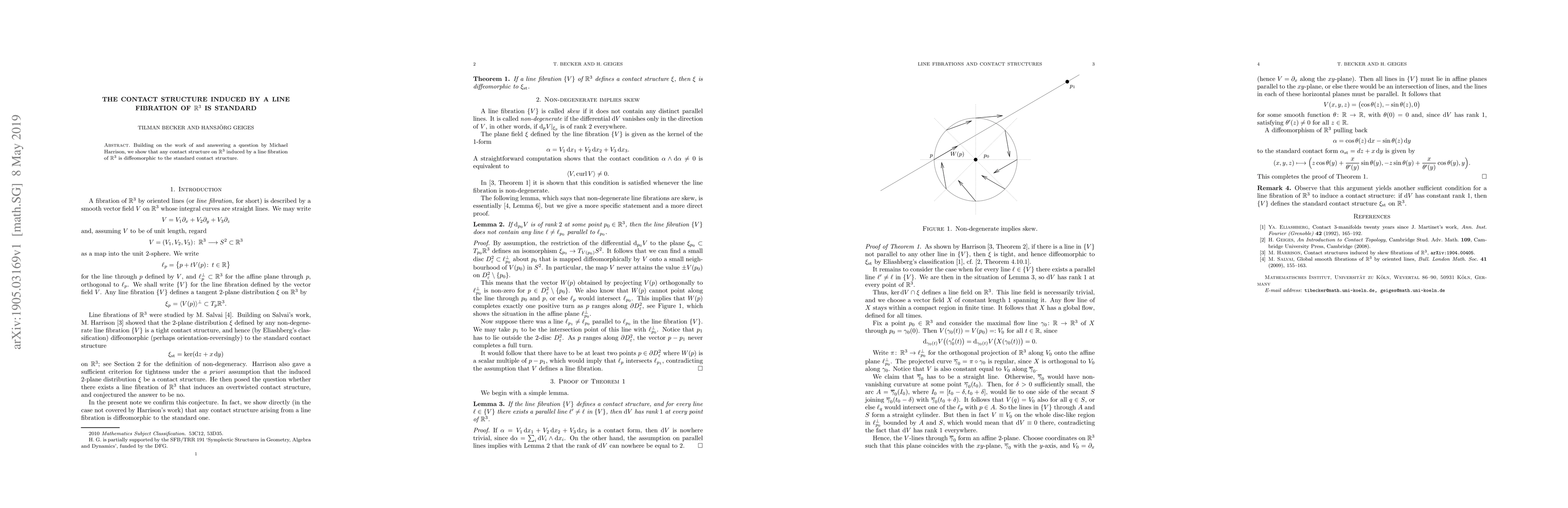 Thumbnail for The contact structure induced by a line fibration of R^3 is standard