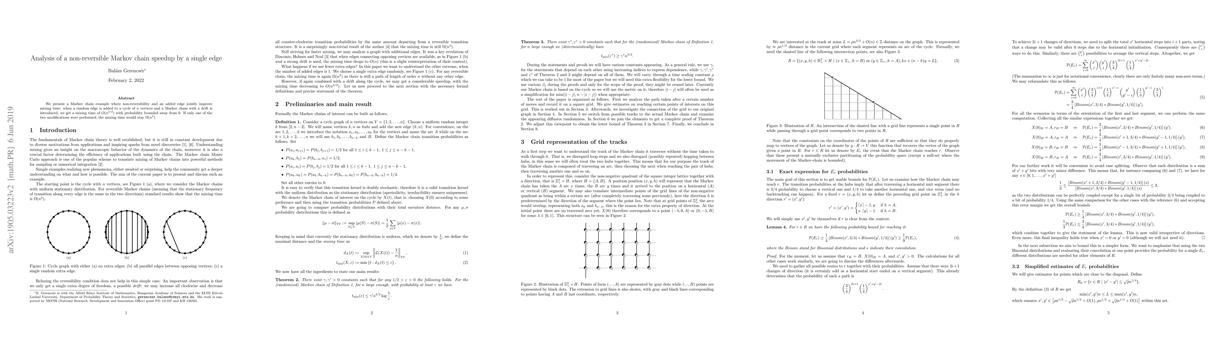 Thumbnail for Analysis of a non-reversible Markov chain speedup by a single edge