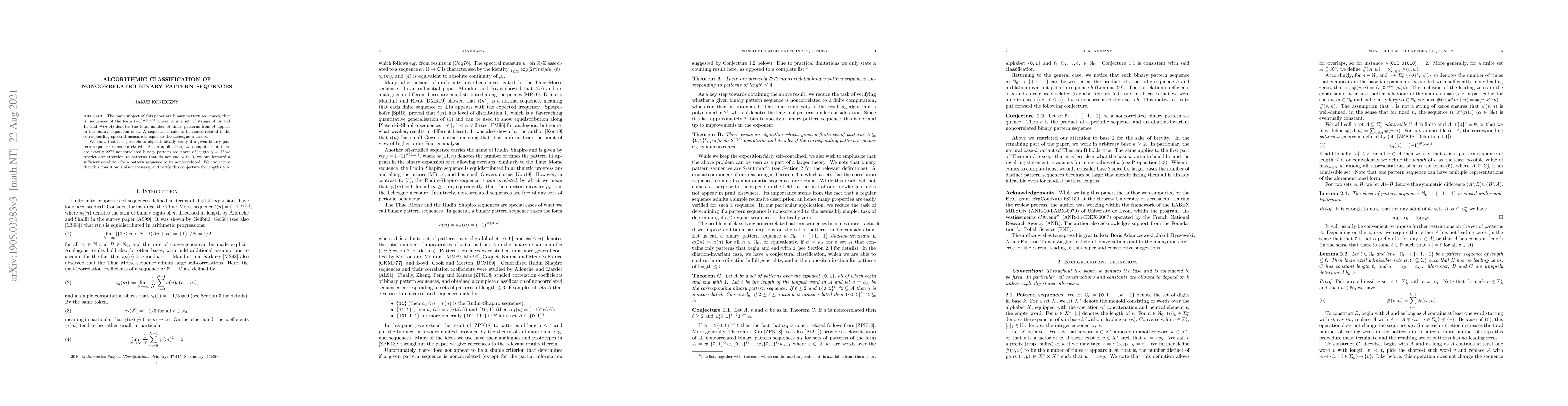Thumbnail for Algorithmic classification of noncorrelated binary pattern sequences
