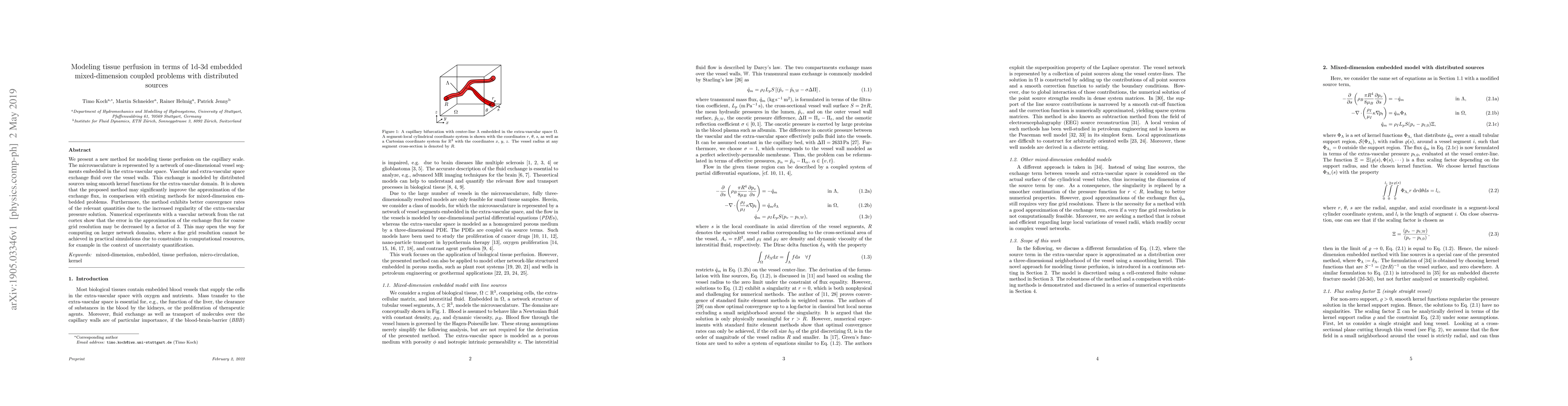 Thumbnail for Modeling tissue perfusion in terms of 1d-3d embedded mixed-dimension
  coupled problems with distributed sources