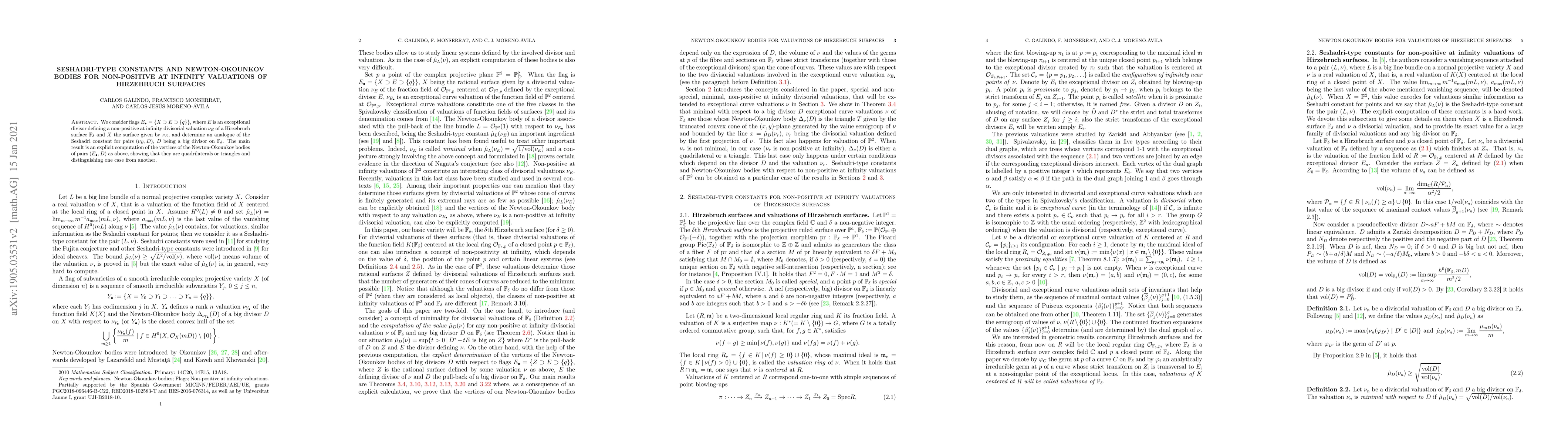 Thumbnail for Seshadri-type constants and Newton-Okounkov bodies for non-positive at
  infinity valuations of Hirzebruch surfaces