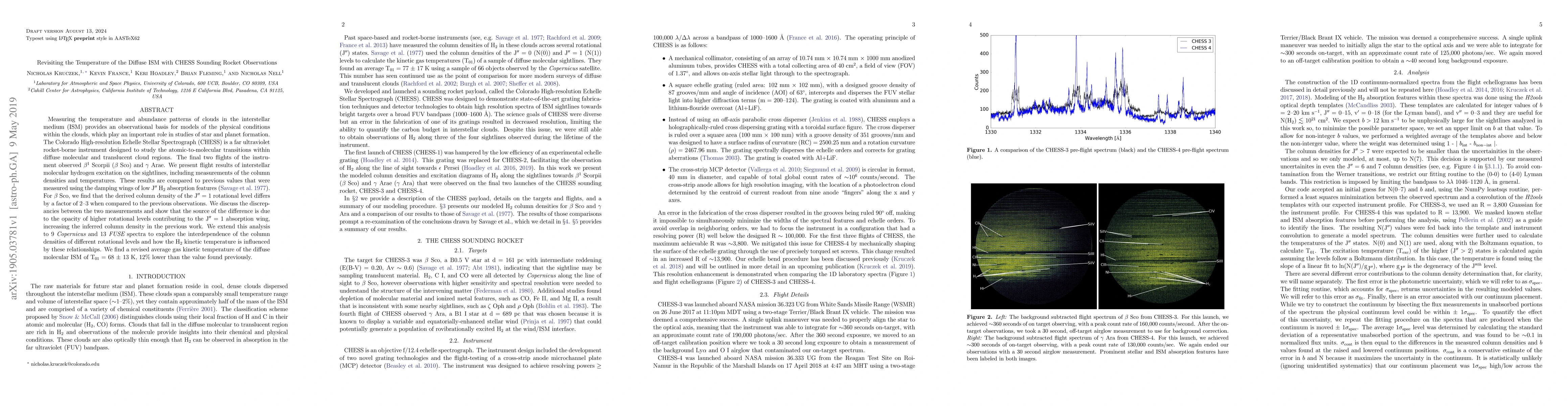 Thumbnail for Revisiting the Temperature of the Diffuse ISM with CHESS Sounding Rocket
  Observations