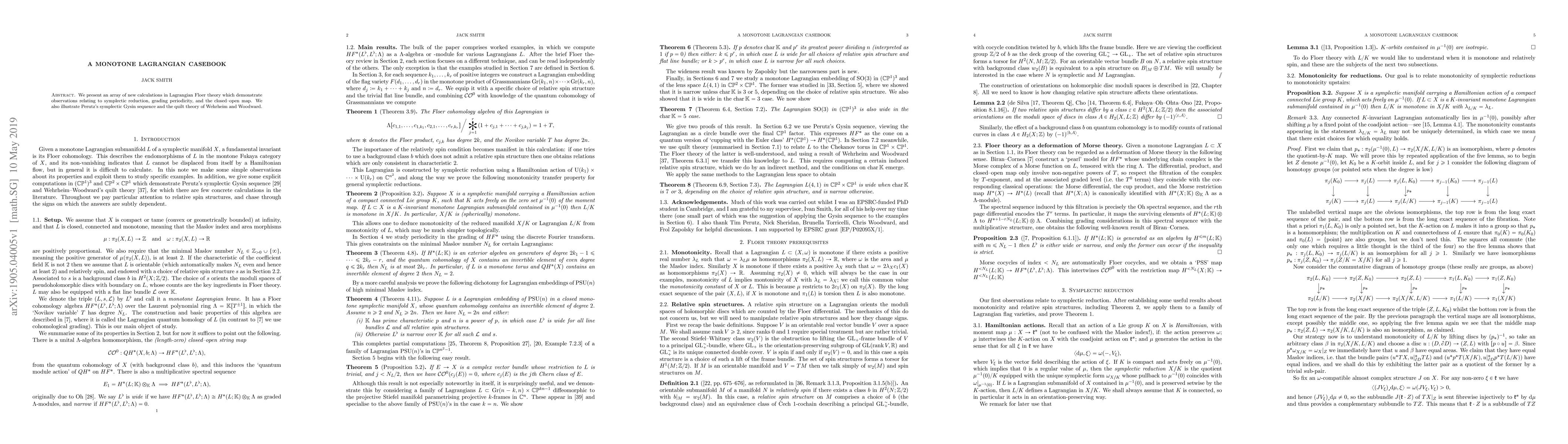 Thumbnail for A monotone Lagrangian casebook