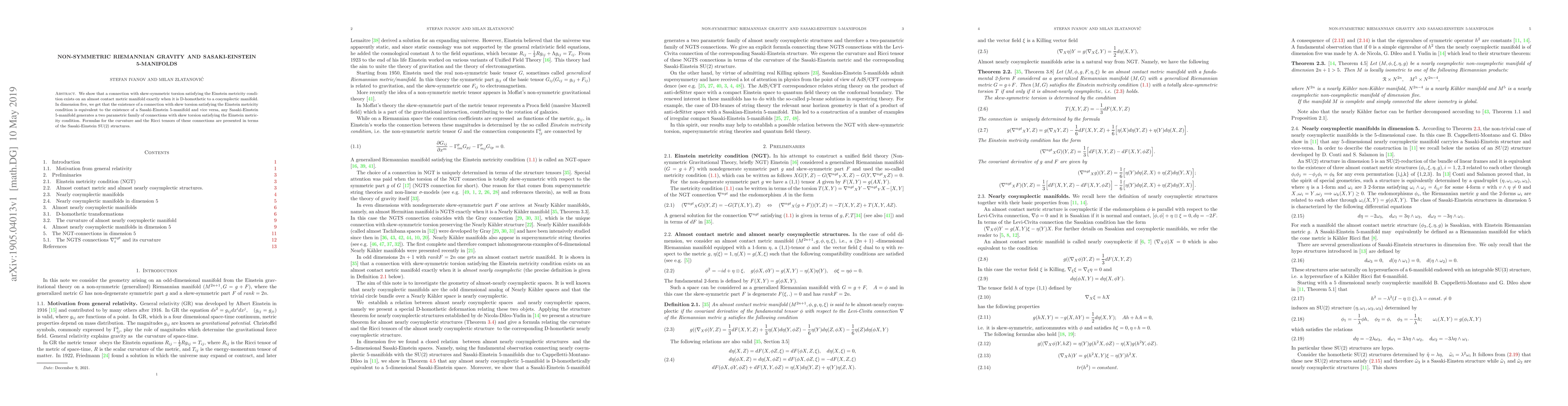 Thumbnail for Non-symmetric Riemannian gravity and Sasaki-Einstein 5-manifolds