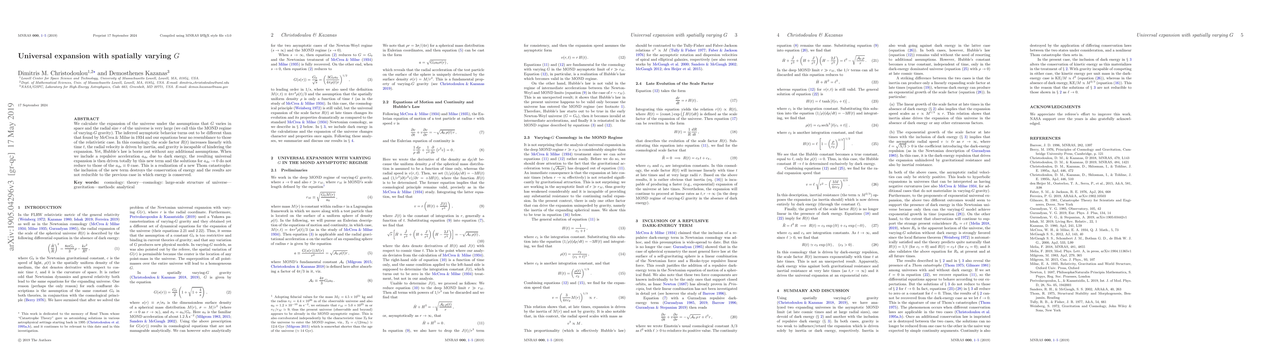 Thumbnail for Universal expansion with spatially varying $G$