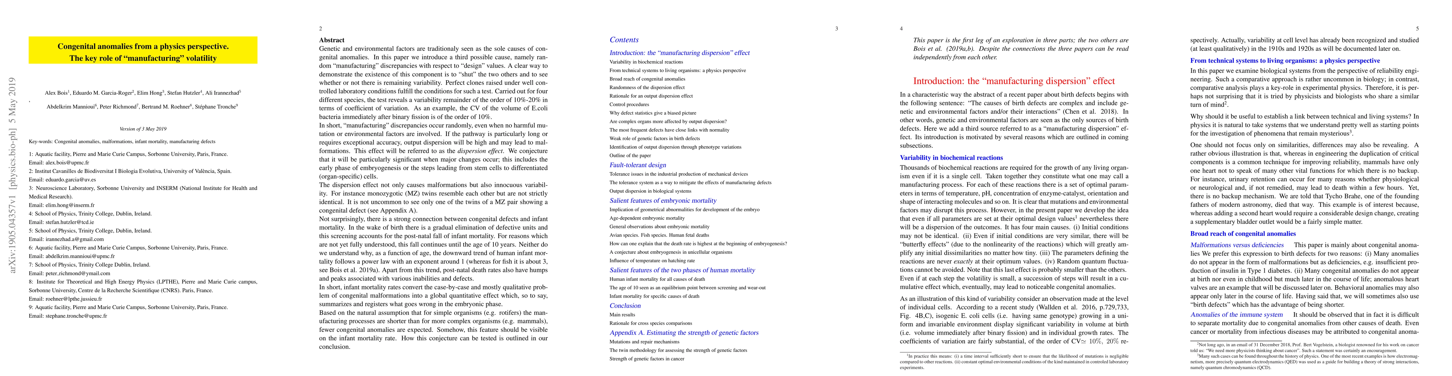 Thumbnail for Congenital anomalies from a physics perspective. The key role of
  "manufacturing" volatility