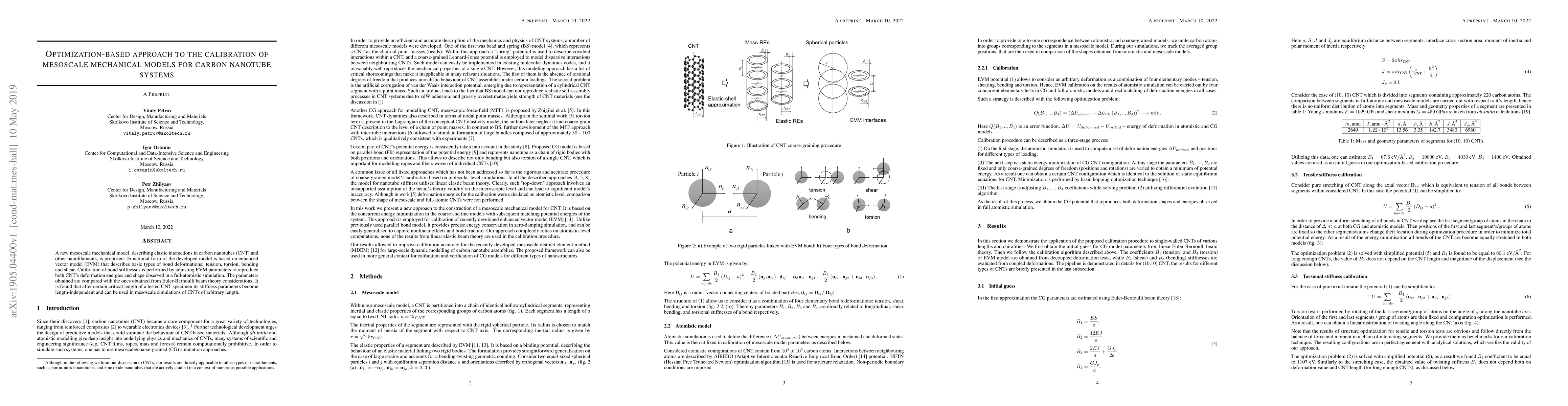 Thumbnail for Optimization-based approach to the calibration of mesoscale mechanical
  models for carbon nanotube systems