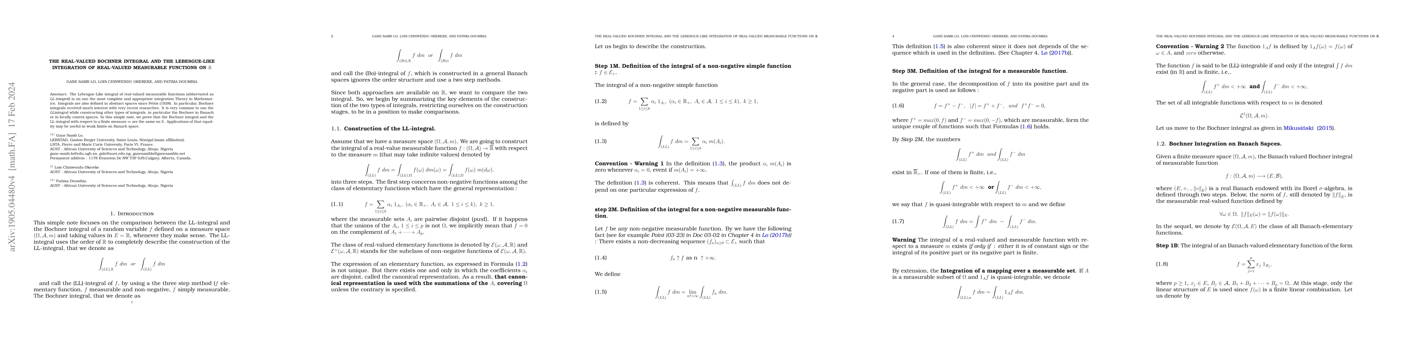 Thumbnail for The Real-Valued Bochner integral and the Modern Real-Valued Measurable
  function on $\mathbb{R}$