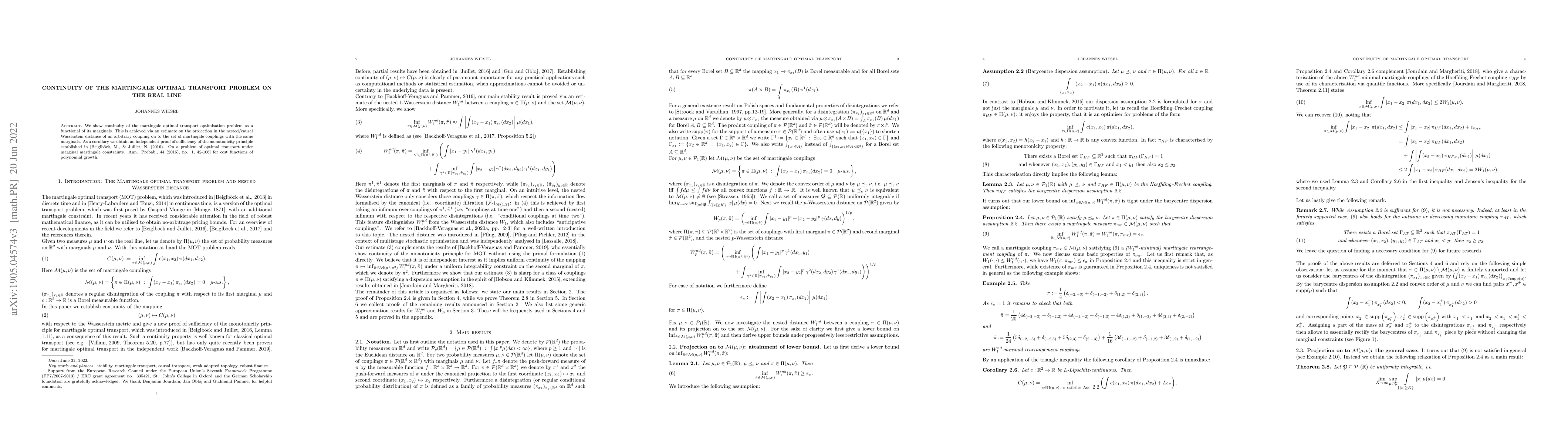Thumbnail for Continuity of the martingale optimal transport problem on the real line