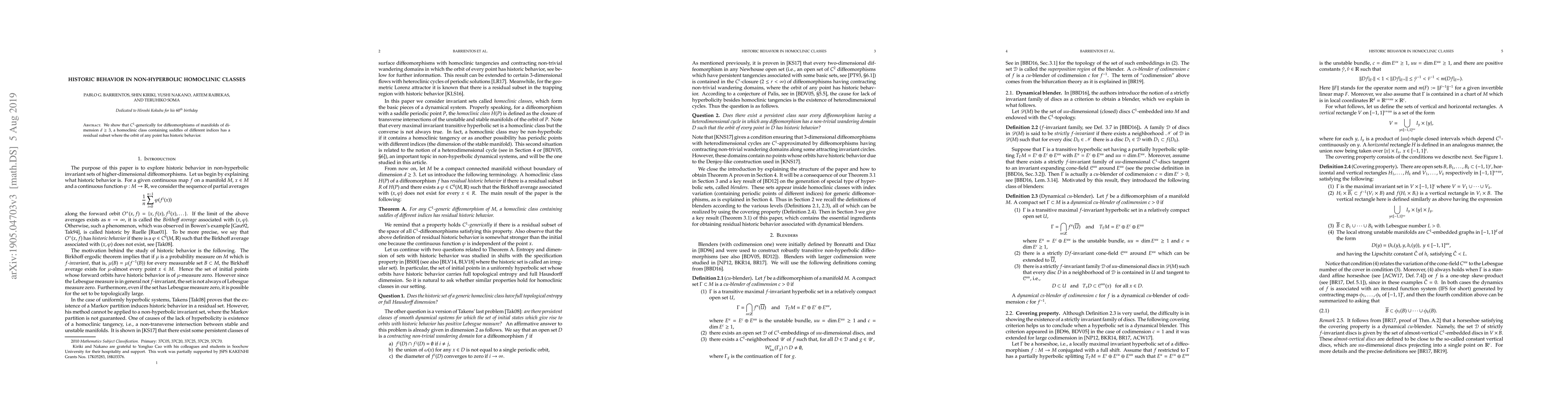 Thumbnail for Historic behavior in non-hyperbolic homoclinic classes