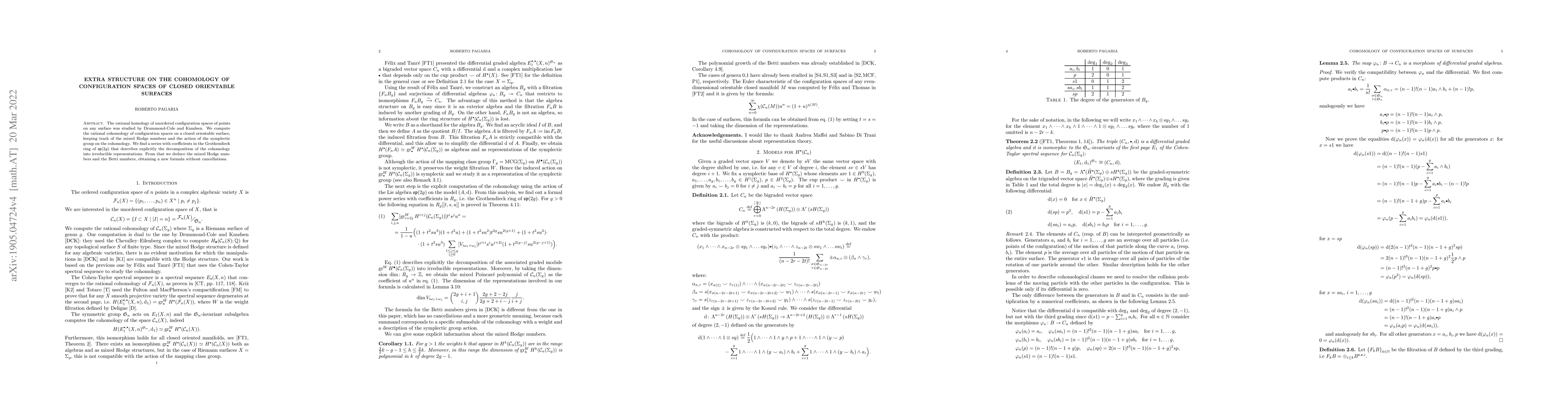 Thumbnail for Extra structure on the cohomology of configuration spaces of closed
  orientable surfaces