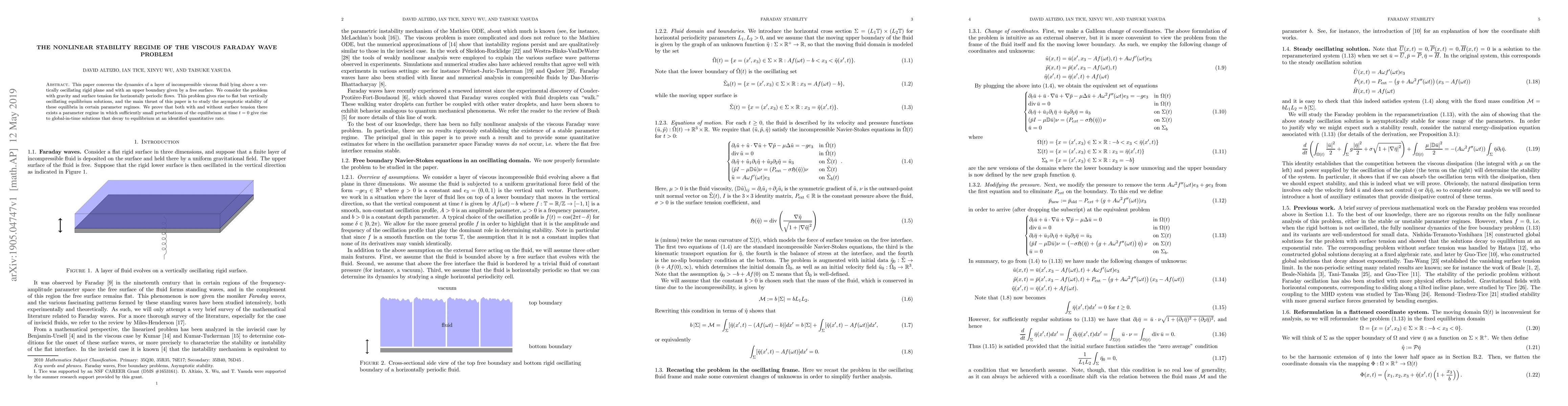 Thumbnail for The nonlinear stability regime of the viscous Faraday wave problem