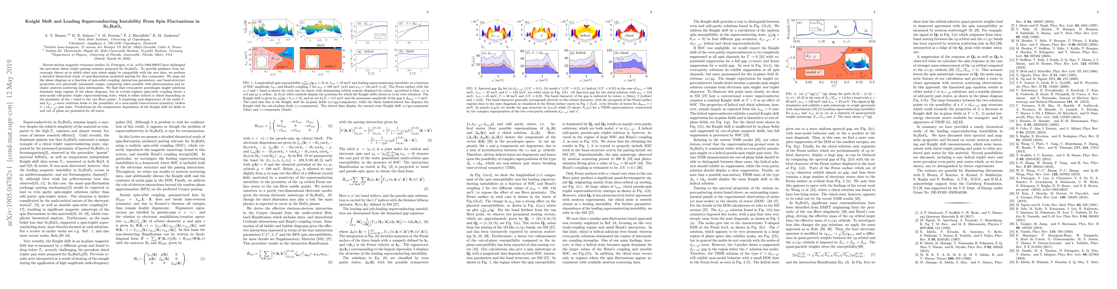 Thumbnail for Knight Shift and Leading Superconducting Instability From Spin
  Fluctuations in Sr2RuO4