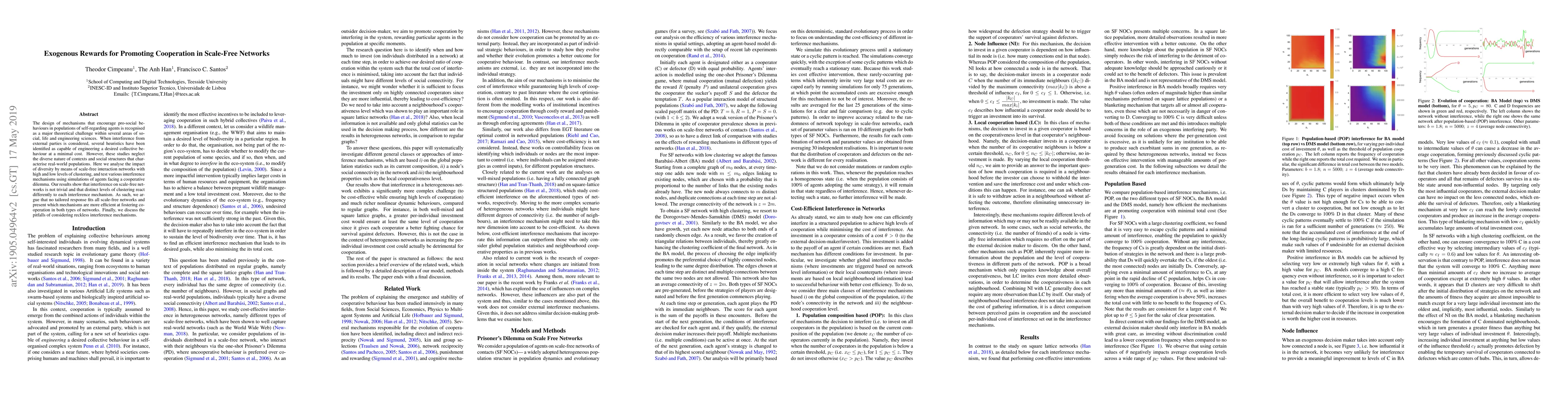 Thumbnail for Exogenous Rewards for Promoting Cooperation in Scale-Free Networks
