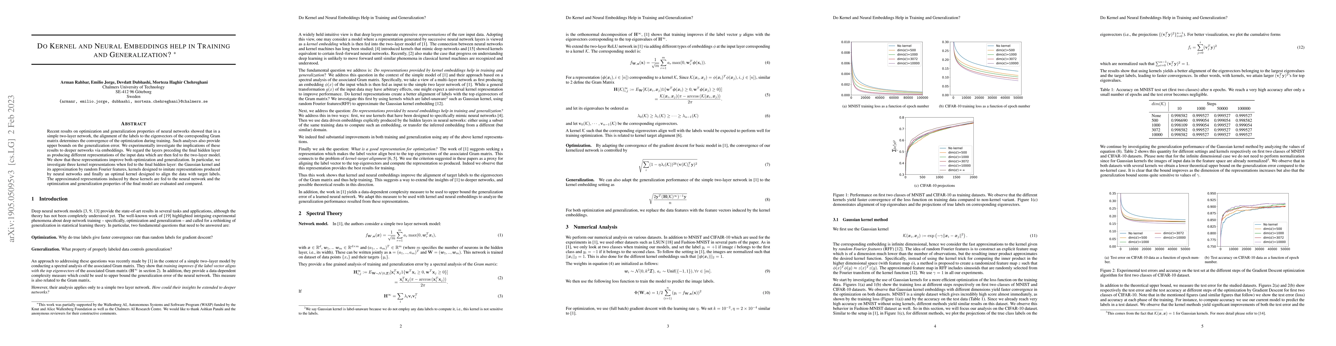 Thumbnail for Do Kernel and Neural Embeddings Help in Training and Generalization?
