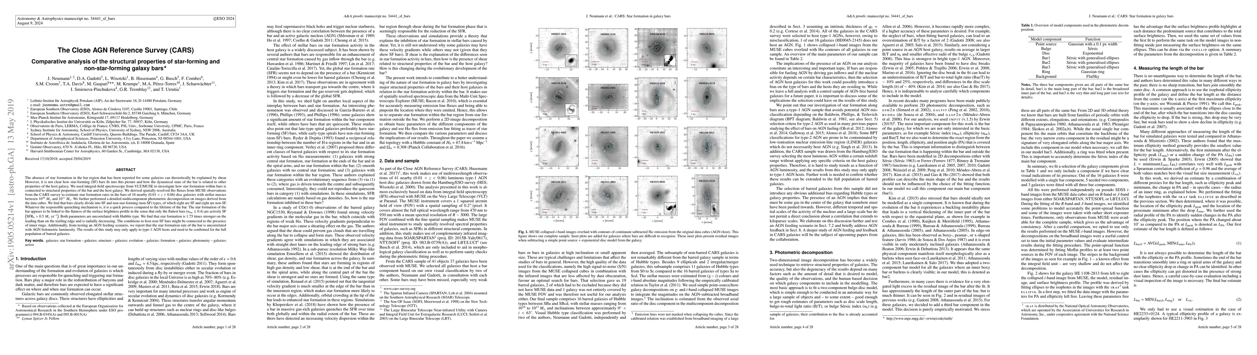 Thumbnail for The Close AGN Reference Survey (CARS): Comparative analysis of the
  structural properties of star-forming and non-star-forming galaxy bars