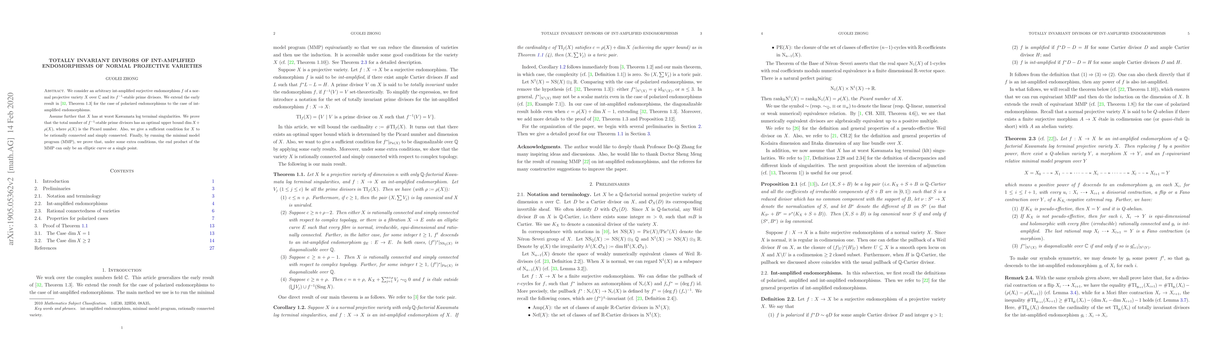 Thumbnail for Totally invariant divisors of int-amplified endomorphisms of normal
  projective varieties