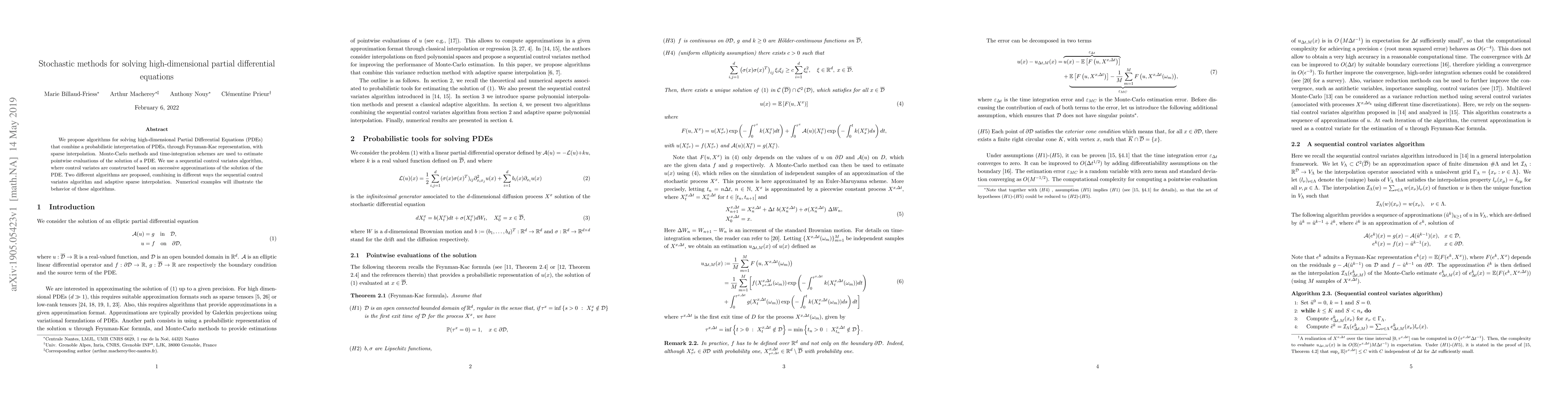 Thumbnail for Stochastic methods for solving high-dimensional partial differential
  equations