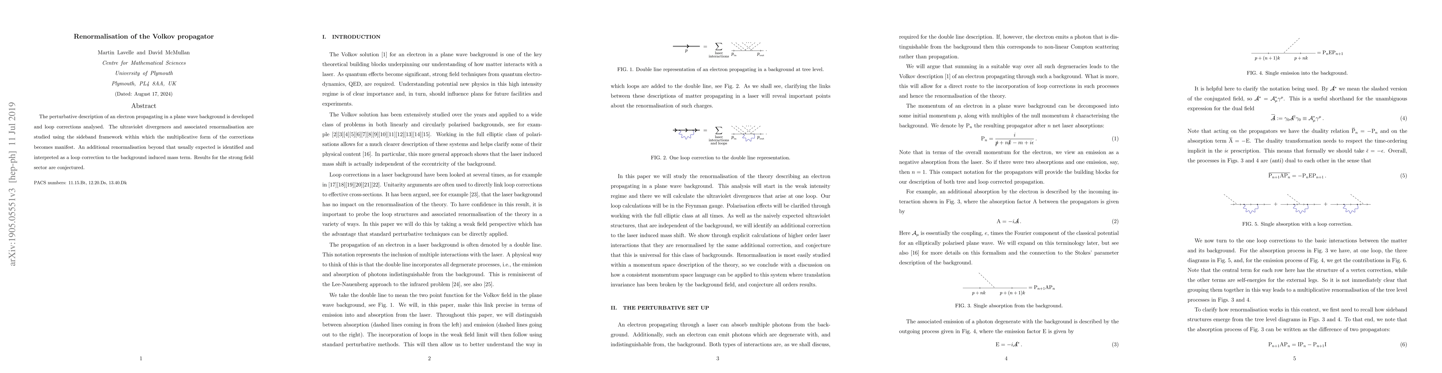 Thumbnail for Renormalisation of the Volkov propagator