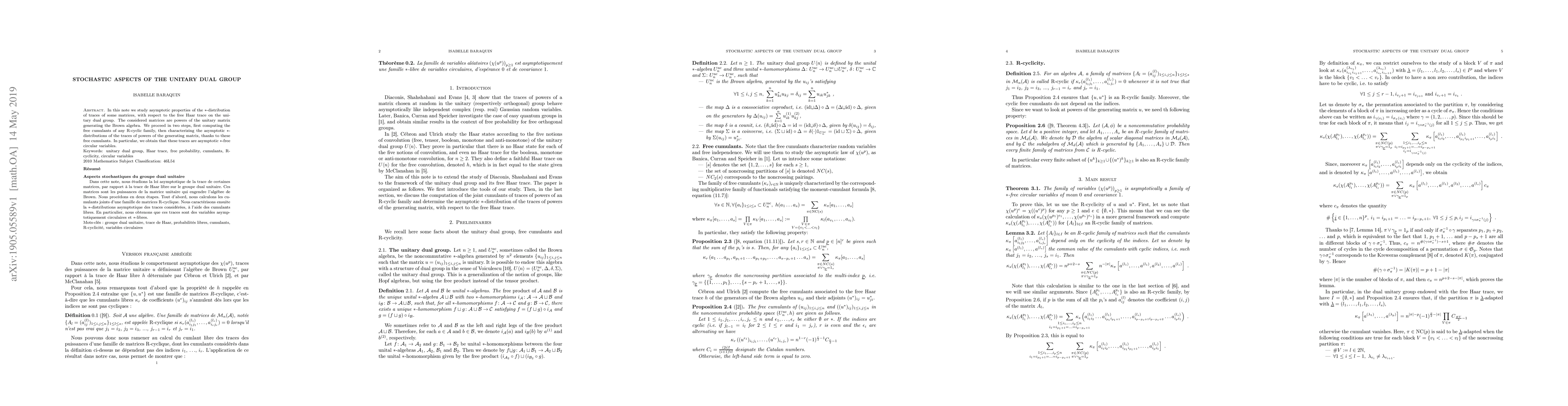 Thumbnail for Stochastic aspects of the unitary dual group