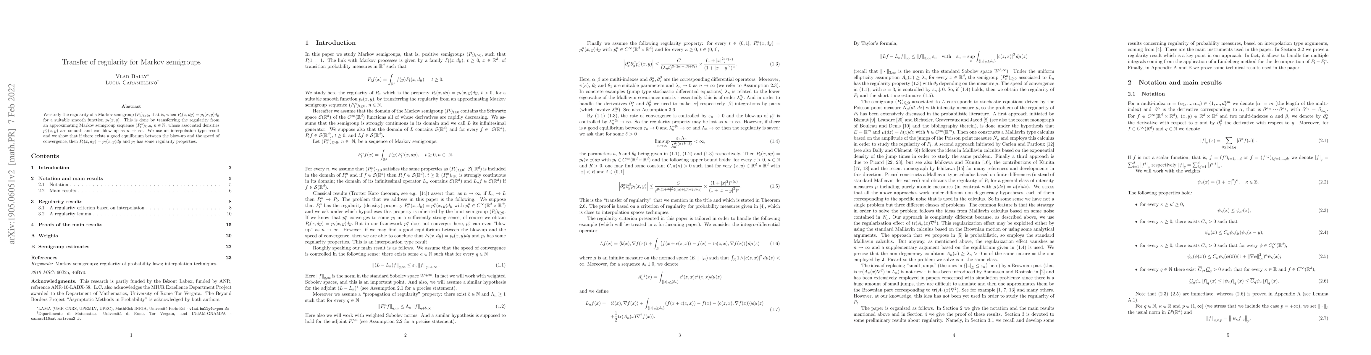 Thumbnail for Transfer of regularity for Markov semigroups