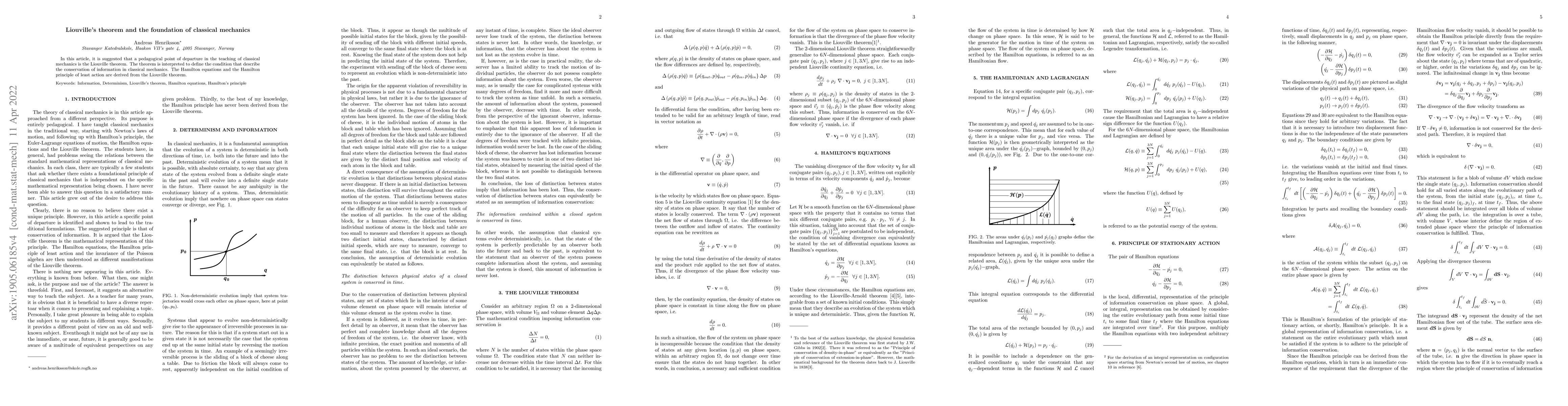 Thumbnail for Liouville's theorem and the foundation of classical mechanics