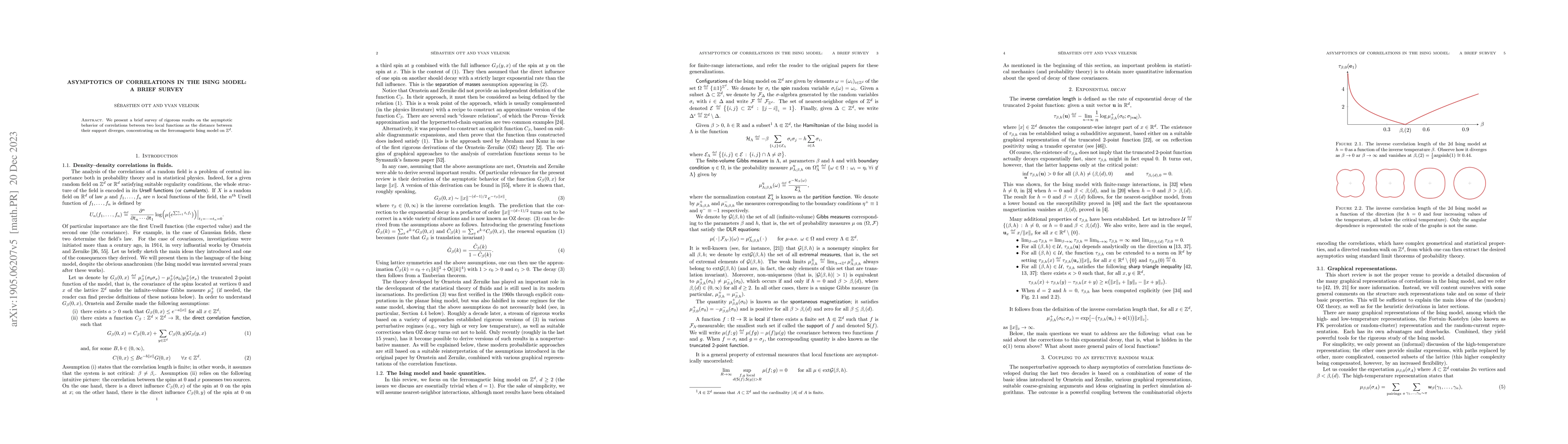 Thumbnail for Asymptotics of correlations in the Ising model: a brief survey