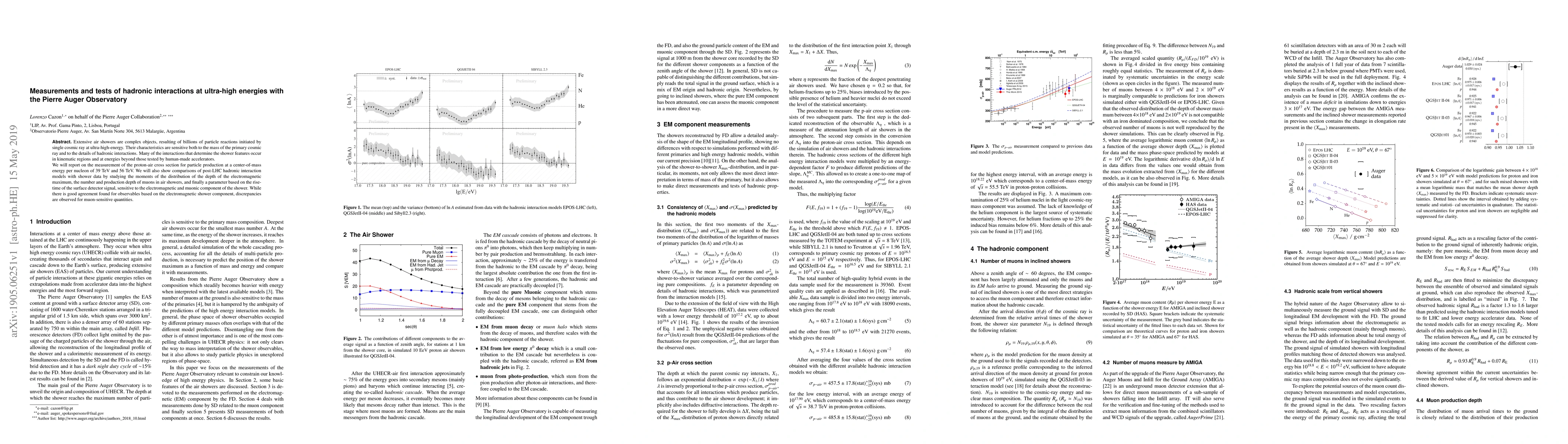 Thumbnail for Measurements and tests of hadronic interactions at ultra-high energies
  with the Pierre Auger Observatory