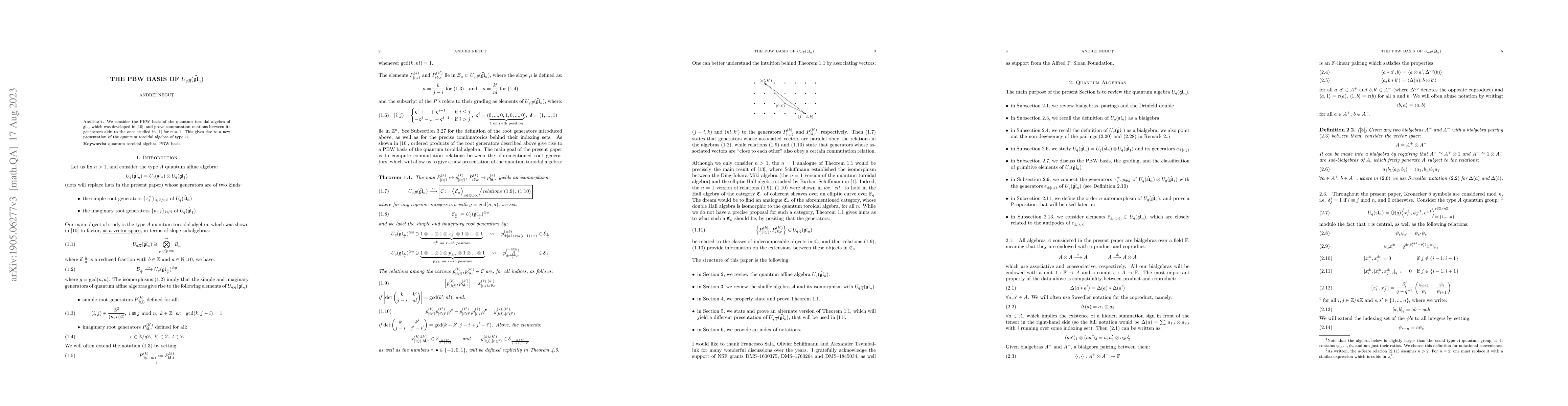Thumbnail for The PBW basis of $U_{q,\bar{q}}(\ddot{\mathfrak{gl}}_n)$