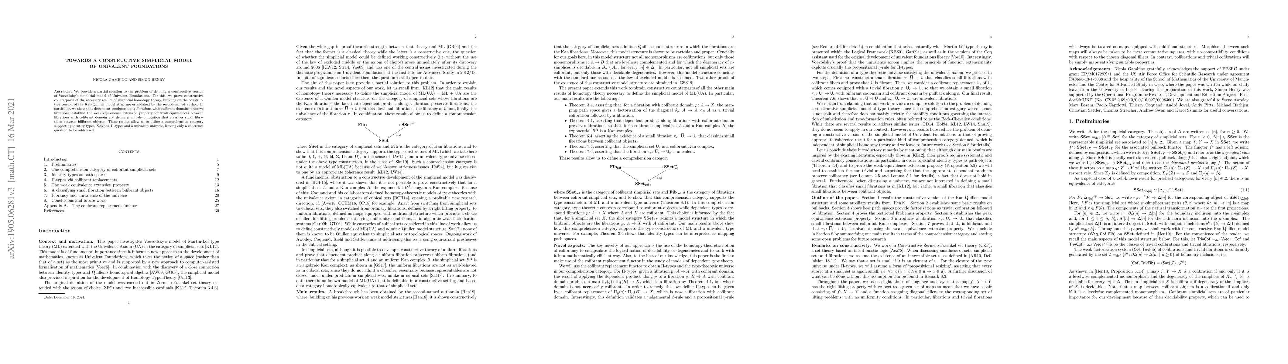 Thumbnail for Towards a constructive simplicial model of Univalent Foundations