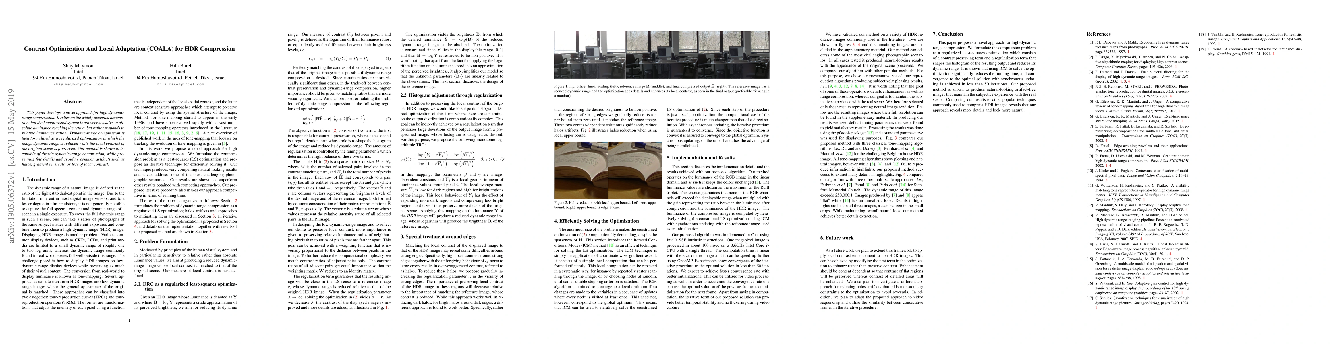 Thumbnail for Contrast Optimization And Local Adaptation (COALA) for HDR Compression