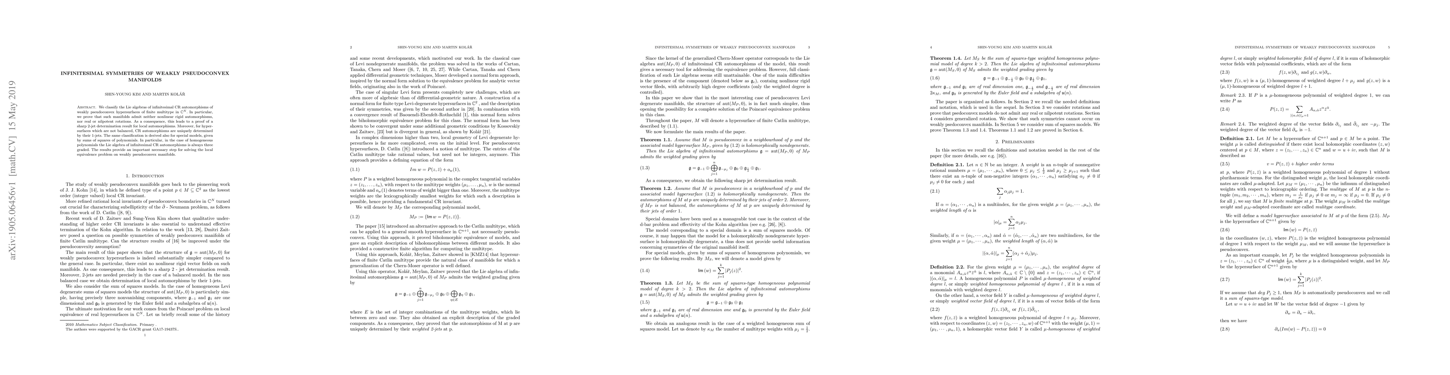 Thumbnail for Infinitesimal symmetries of weakly pseudoconvex manifolds