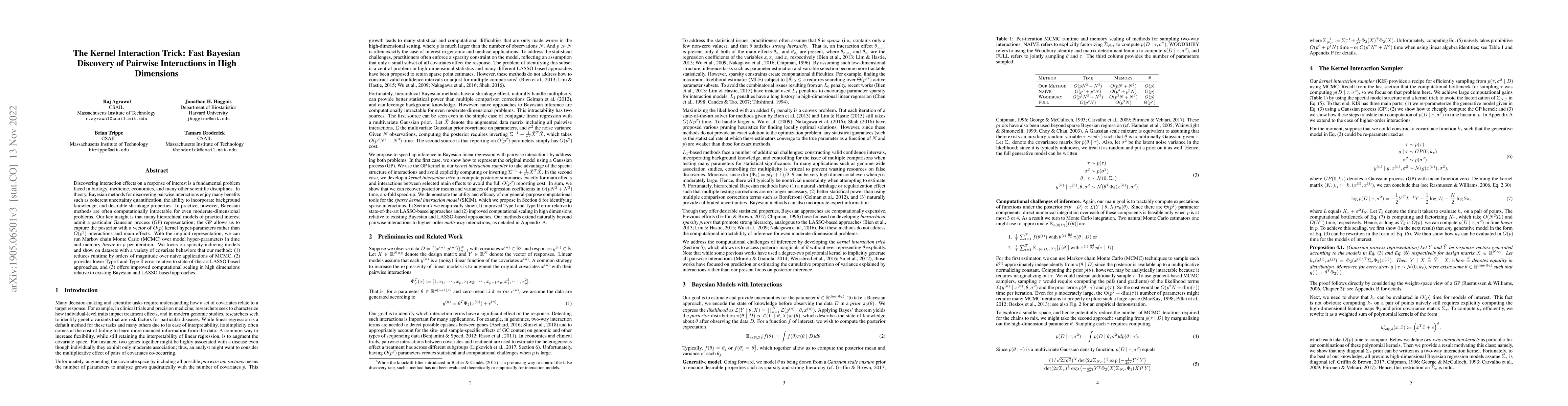 Thumbnail for The Kernel Interaction Trick: Fast Bayesian Discovery of Pairwise
  Interactions in High Dimensions
