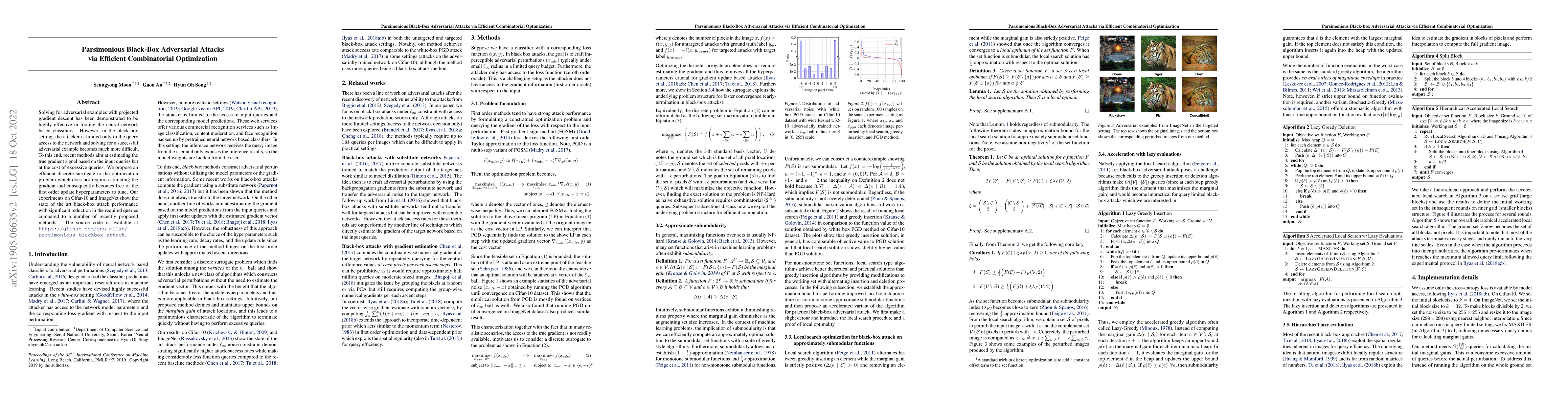 Thumbnail for Parsimonious Black-Box Adversarial Attacks via Efficient Combinatorial
  Optimization