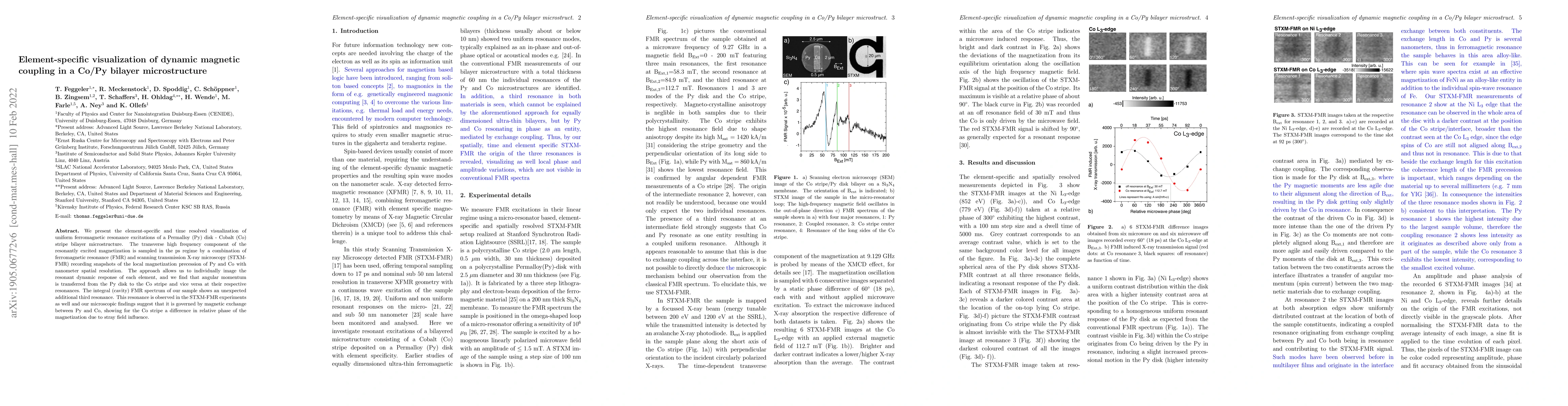 Thumbnail for Element-specific visualization of dynamic magnetic coupling in a Co/Py
  bilayer microstructure